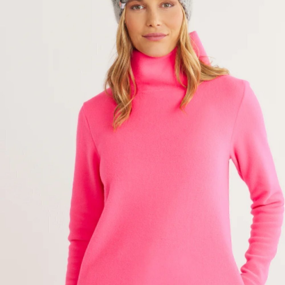 Dudley Stephens Baldwin Turtleneck In Terry Fleece Pink Size SZ S Small